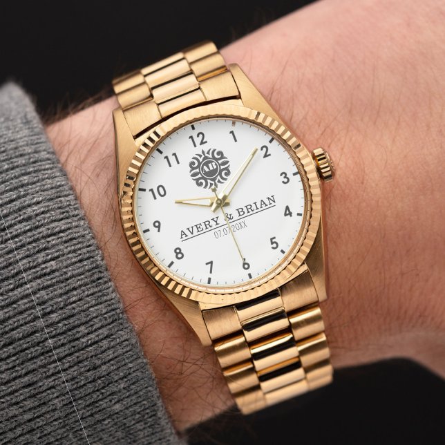 Relógio Elegant Luxury  monogram initials names (Criador carregado)