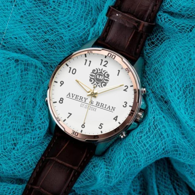 Relógio Elegant Luxury  monogram initials names (Criador carregado)