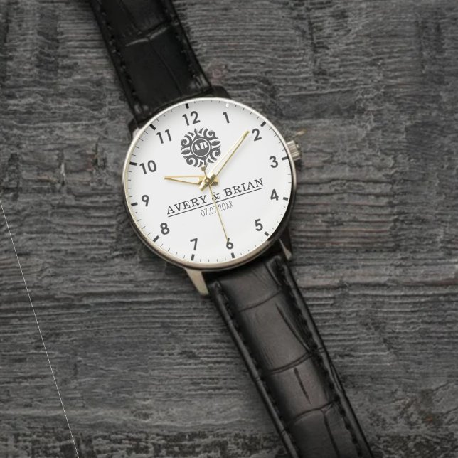 Relógio Elegant Luxury  Monogram Letters Couple's Names (Criador carregado)