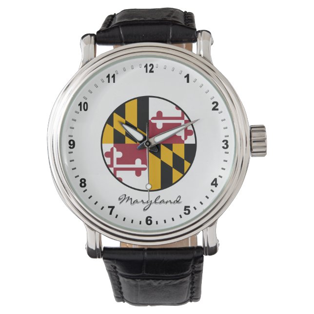 Relógio Elegant Maryland Watch & Maryland Flag / EUA (Frente)