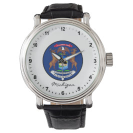 Relógio Elegant Michigan Watch & Michigan Flag / EUA
