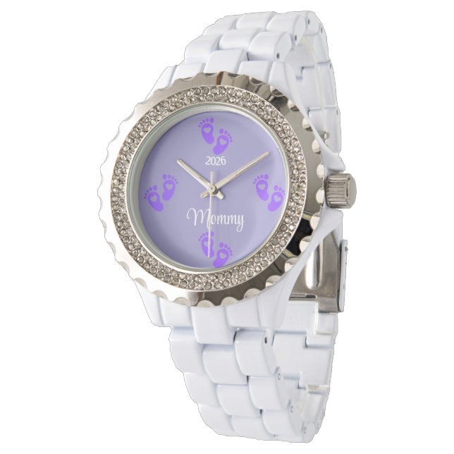 Relógio Elegant Mommy Watch with Baby Footprints (Angular)