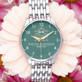 Relógio Elegant Monogram Custom Couple names
