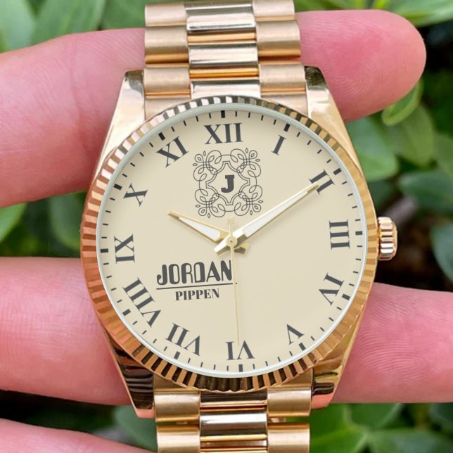 Relógio Elegant Monogram Custom Name & Initials (Criador carregado)