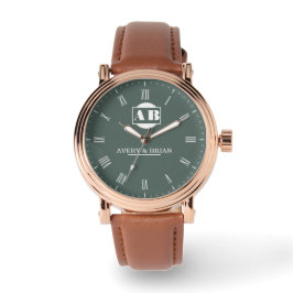 Relógio  Elegant Monogram Personalized Wedding Anniversary