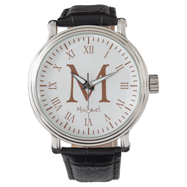 Relógio Elegant Monogram Roman Numerals Watch (Frente)