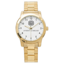 Relógio Elegant Personalized White & Black Monogram custom