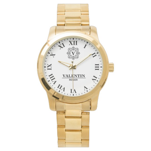 Relógio Elegant Roman Numeral luxurious monogram (Frente)