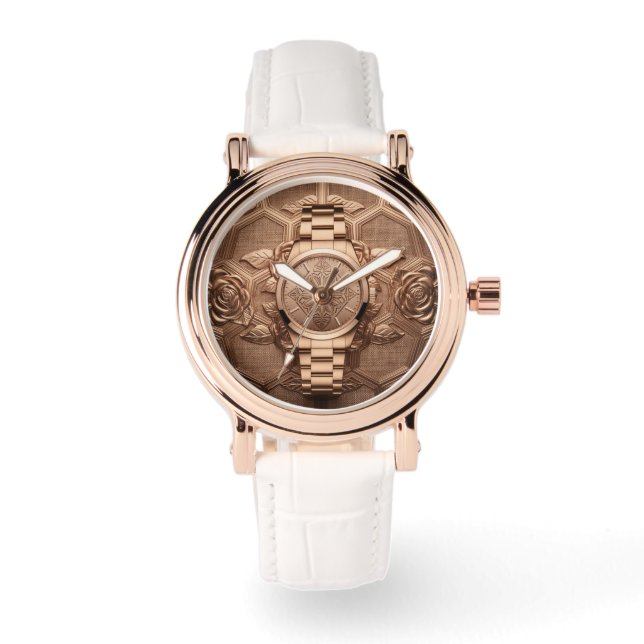 Relógio Elegant Rose Aesthetic Floral Wrist Watch (Frente)