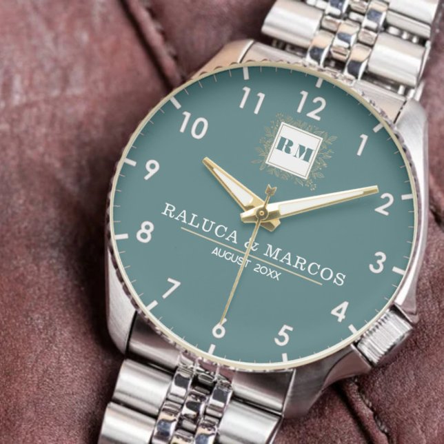 Relógio Elegant typography custom wristwatch green (Criador carregado)