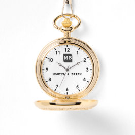 Relógio Elegant Vintage Floral Monogram couple names