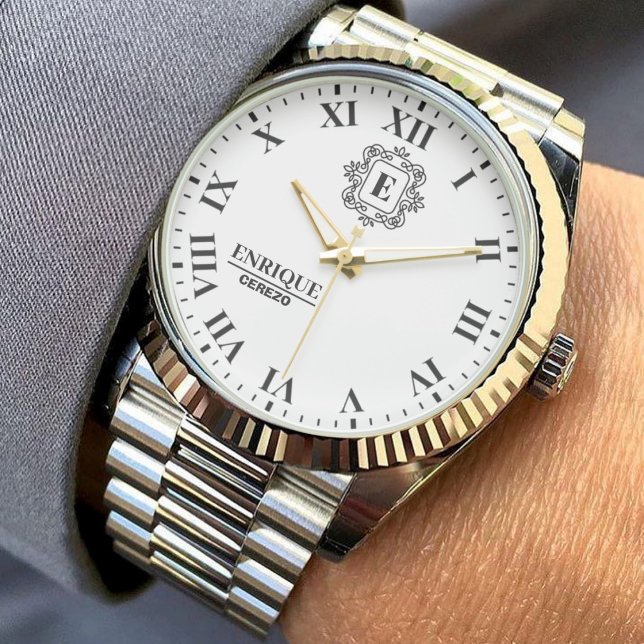 Relógio Elegant Wedding Monogram Custom Gift  (Criador carregado)