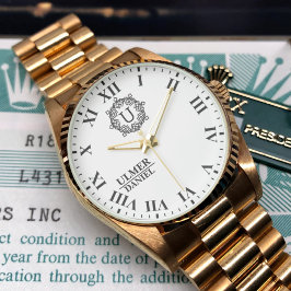 Relógio Elegant Wedding Monogram Custom Gift for Couples