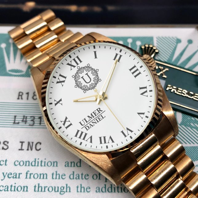 Relógio Elegant Wedding Monogram Custom Gift for Couples (Criador carregado)