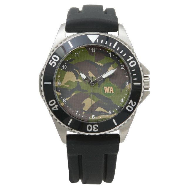 Relógio Elegante Camouflage Watch, caçador monograma, Exér (Frente)