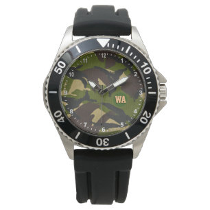 Relógio Elegante Camouflage Watch, caçador monograma, Exér