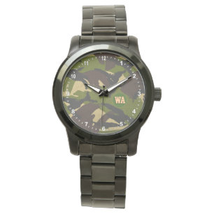 Relógio Elegante Camouflage Watch, caçador monograma, Exér