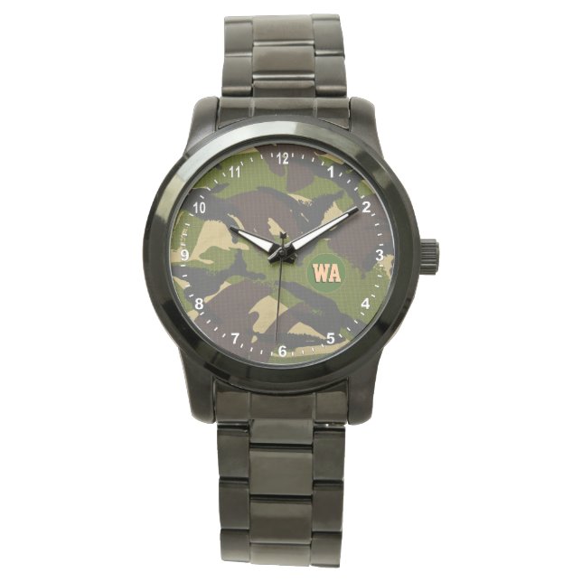 Relógio Elegante Camouflage Watch, caçador monograma, Exér (Frente)