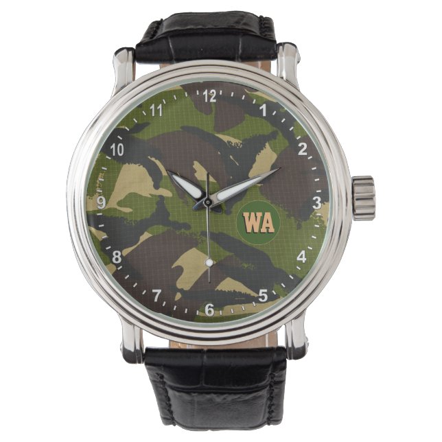 Relógio Elegante Camouflage Watch, caçador monograma, Exér (Frente)