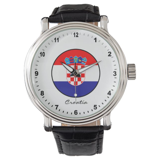 Relógio Elegante Croácia Watch e bandeira croata (Frente)