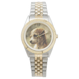 Relógio elegante da foto do cão do vintage