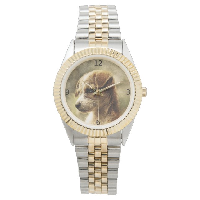 Relógio elegante da foto do cão do vintage (Frente)