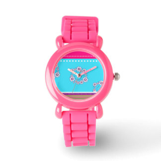 Relógio Elegante de Design de Flor Roxo