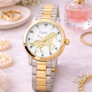 Relógio Elegante de Equitação Dourada do Eterno