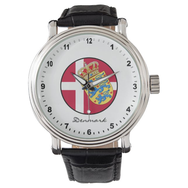 Relógio Elegante Denmark Watch & Danish Flag (Frente)