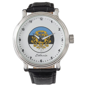 Relógio Elegante Estônia Watch e Bandeira da Estônia