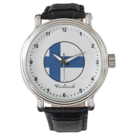 Relógio Elegante Finlândia Watch & Finlandês Flag / Helsin