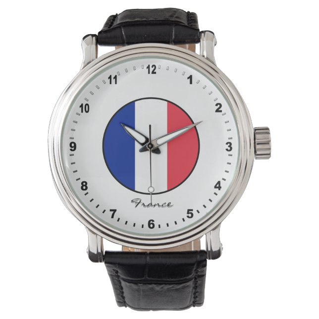Relógio Elegante France Watch & French Flag / Paris (Frente)