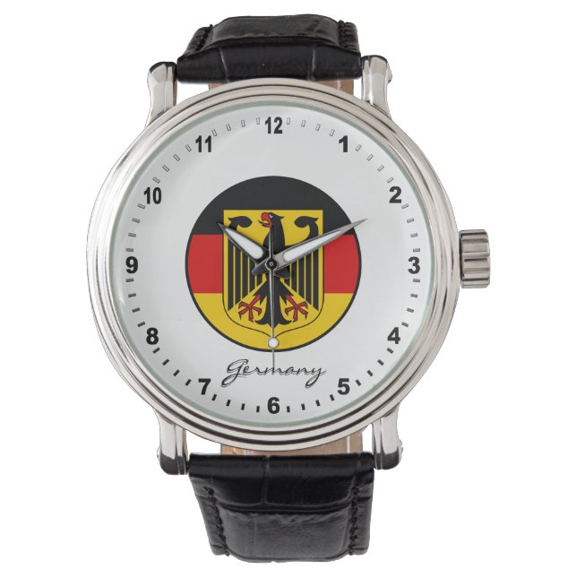 Relógio Elegante Germany Watch & German Flag / Alemanha (Frente)