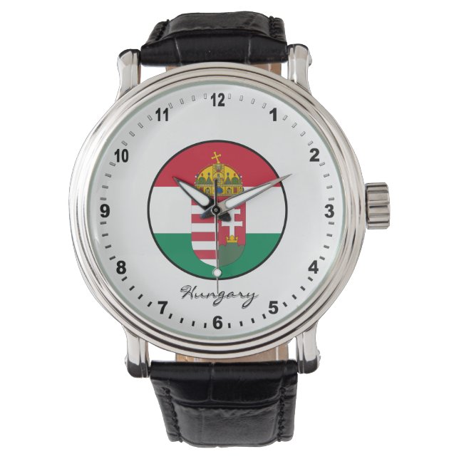Relógio Elegante Hungary Watch & Húngaro Flag (Frente)