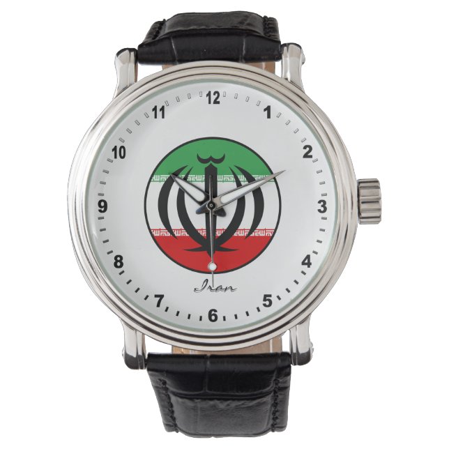Relógio Elegante Iran Watch & Iranian Flag / Teerã (Frente)