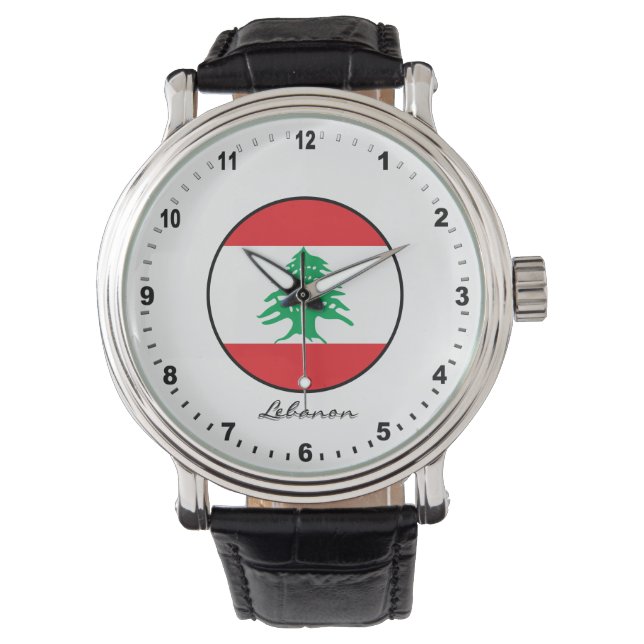 Relógio Elegante Lebanon Watch e libanês: bandeira (Frente)