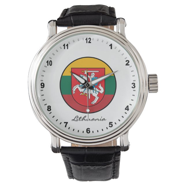 Relógio Elegante Lituânia Watch & Lituano Flag (Frente)