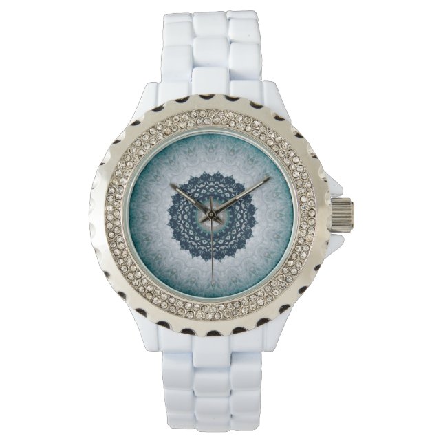 Relógio Elegante Marinho Blue Mandala (Frente)