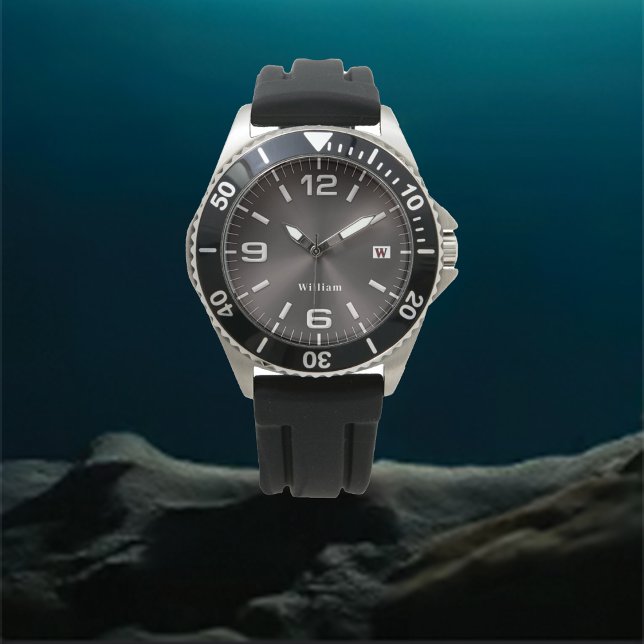 Relógio Elegante Monograma Silver Brutado Metálico (Criador carregado)