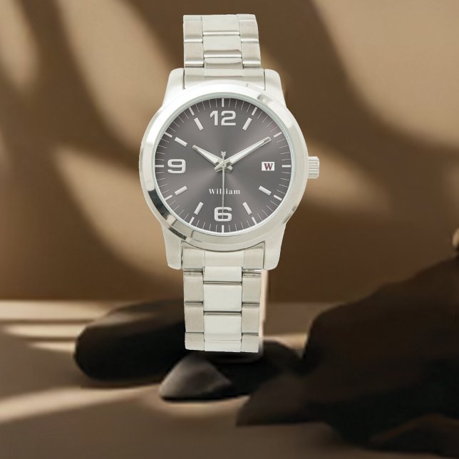 Relógio Elegante Monograma Silver Brutado Metálico (Criador carregado)