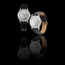 Relógio Elegante Preto Branco Faux Marble Personalizado