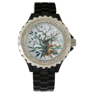 Relógio Elegante Rhinestone Black Enamel Watch