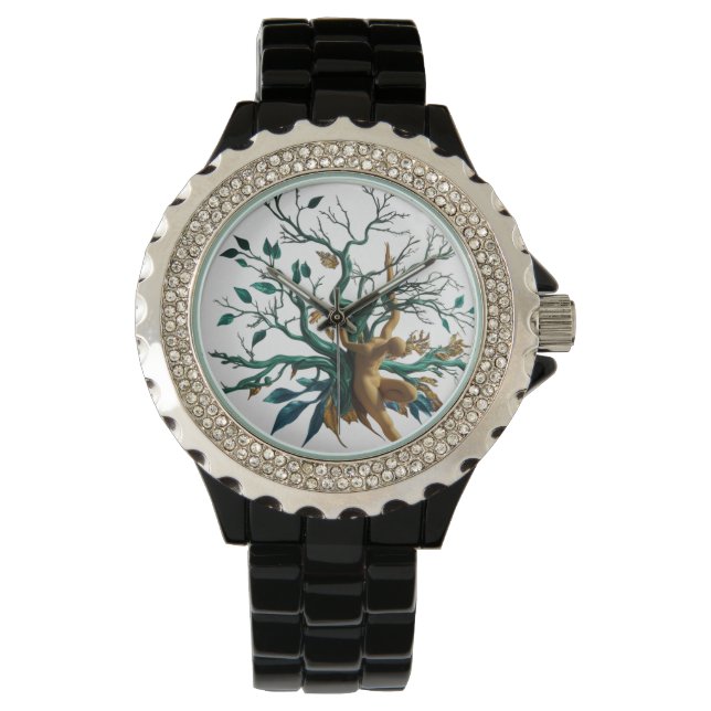 Relógio Elegante Rhinestone Black Enamel Watch (Frente)