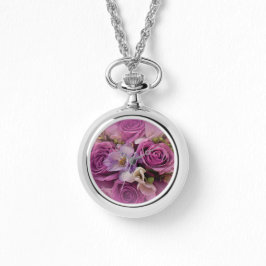 Relógio Elegante Rosa E Roxo, Rose Bouquet Watch