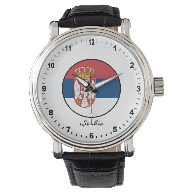 Relógio Elegante Sérvia Watch e bandeira sérvia (Frente)