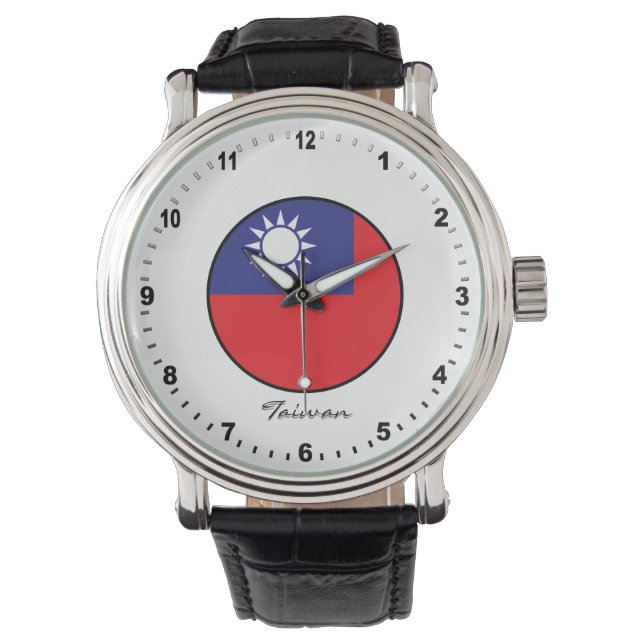 Relógio Elegante Taiwan Watch & Taiwan Flag / Taipei (Frente)