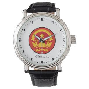Relógio Elegante Vietnam Watch & Vietnamita Flag / Hanoi