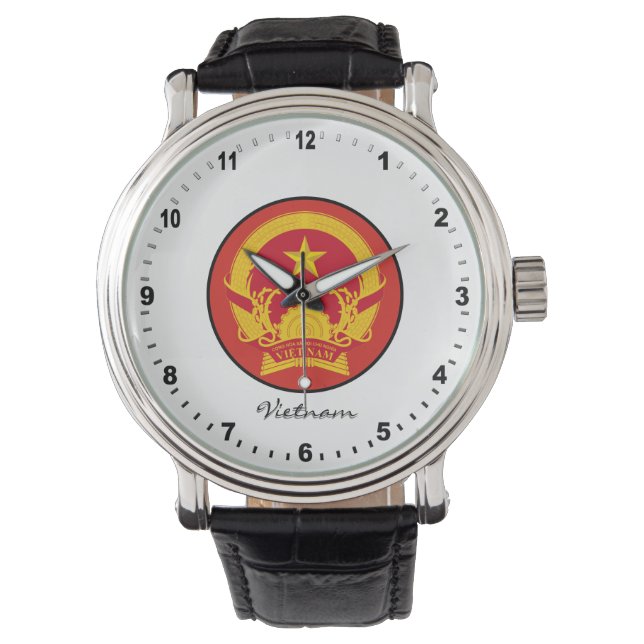 Relógio Elegante Vietnam Watch & Vietnamita Flag / Hanoi (Frente)