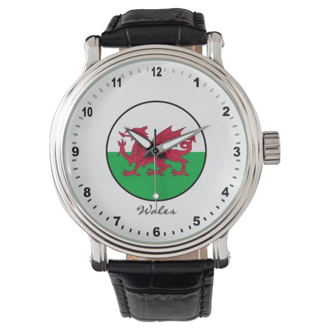 Relógio Elegante Wales Watch & Welsh Flag / Cymru (Frente)