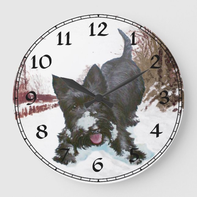 Relógio em tempo de reprodução do Scottish Terrier (Frente)